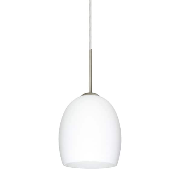 Besa Lighting Lucia Cord Pendant, Opal Matte, Satin Nickel Finish, 1x9W LED 1JT-169707-LED-SN - main